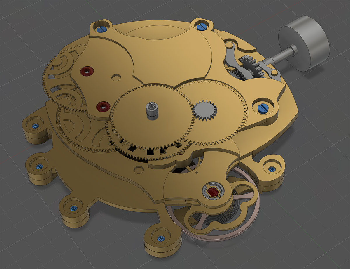 Top view of in-house movement