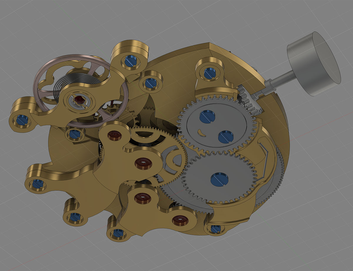 Bottom view of in-house movement